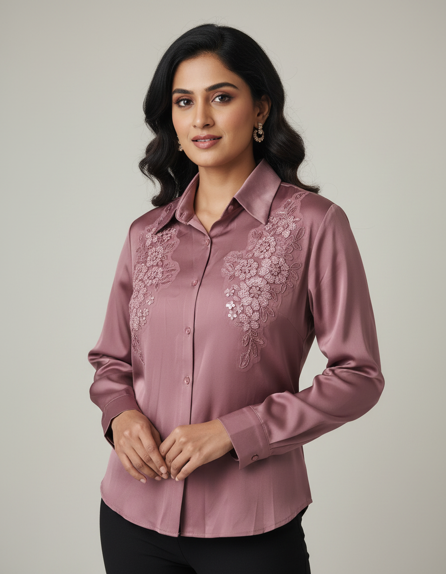 Imported satin party wear shirt