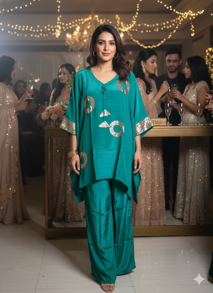 Premium gaji silk partywear cord-set.