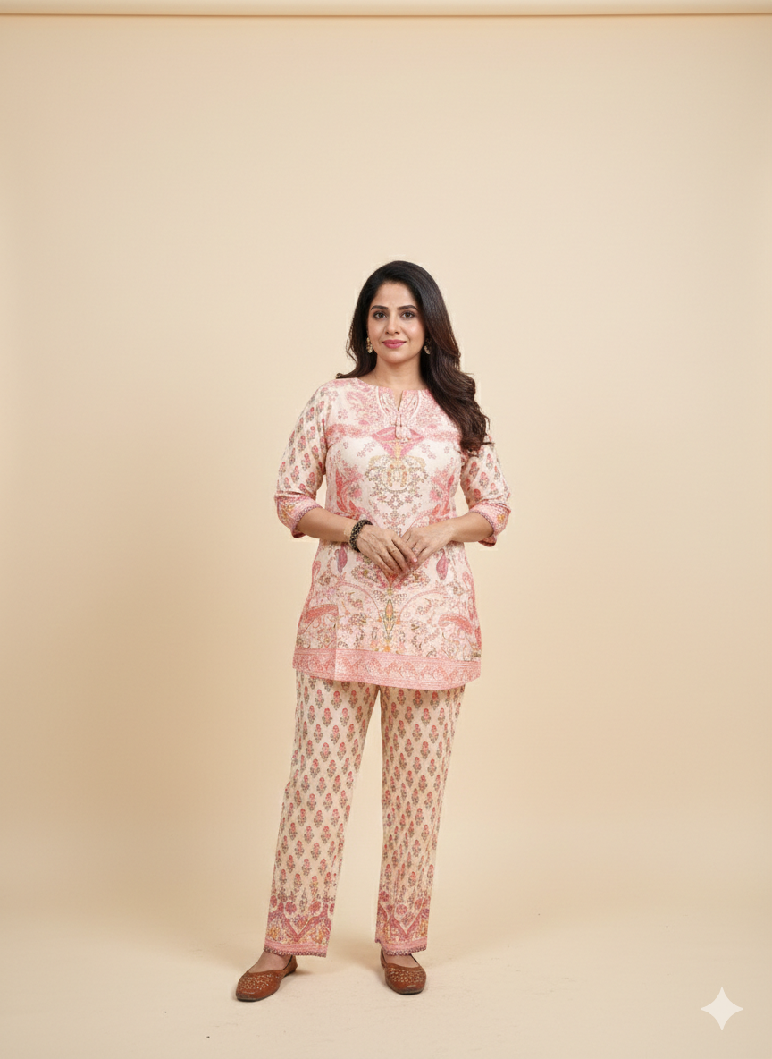 Cotton kurta pant set.