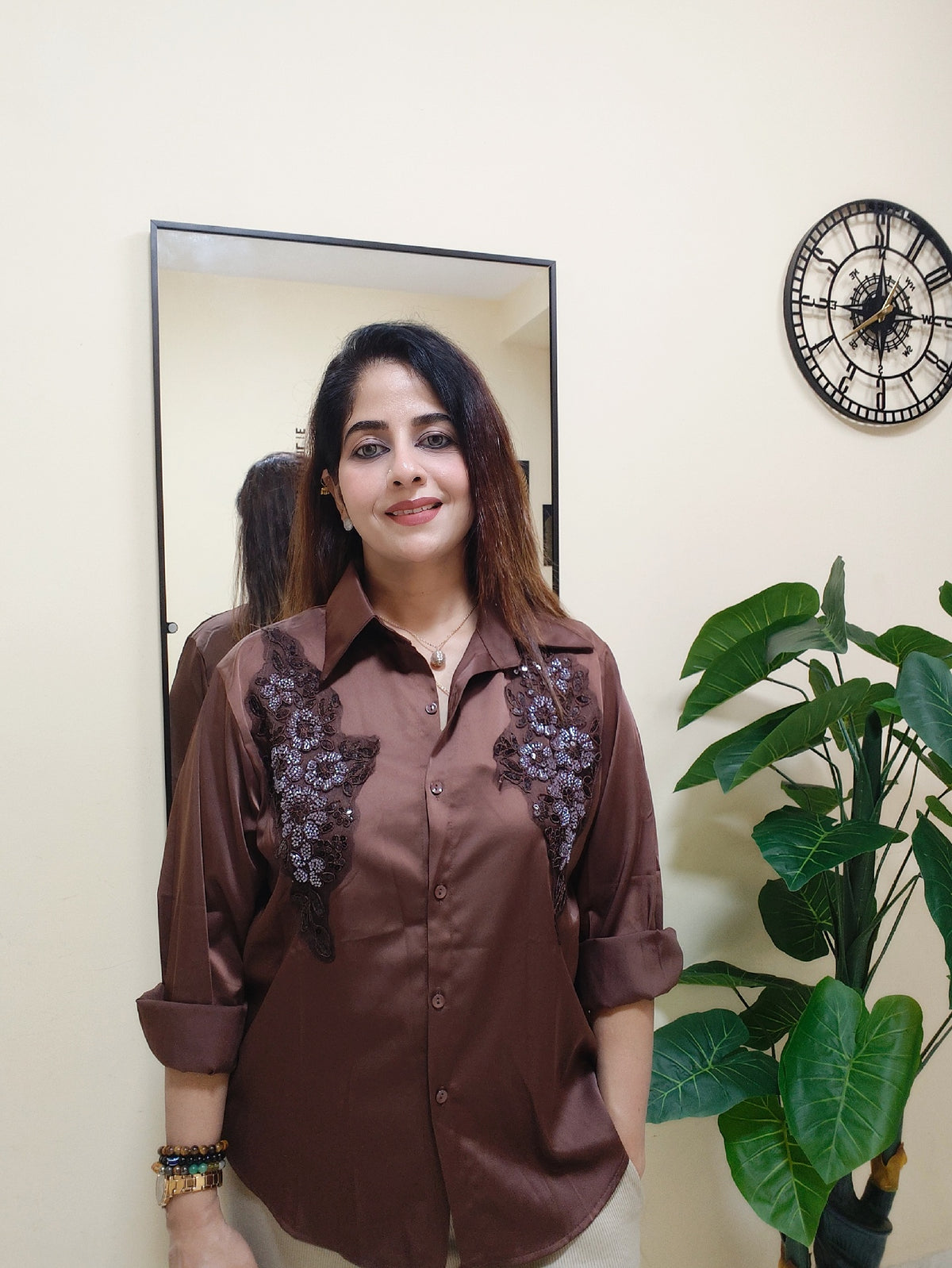 Imported satin party wear shirt