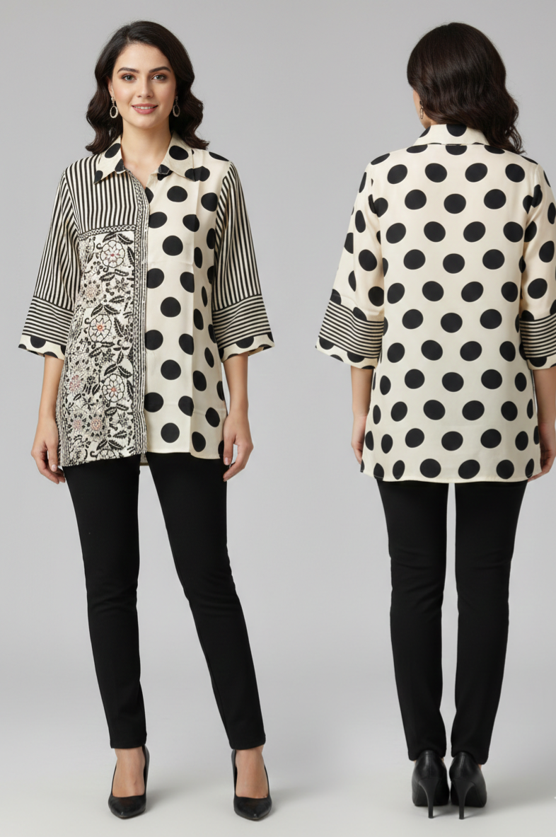 Maslin shirts three different designs silk fabric,