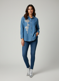 Imported denim shirt with front embroidery