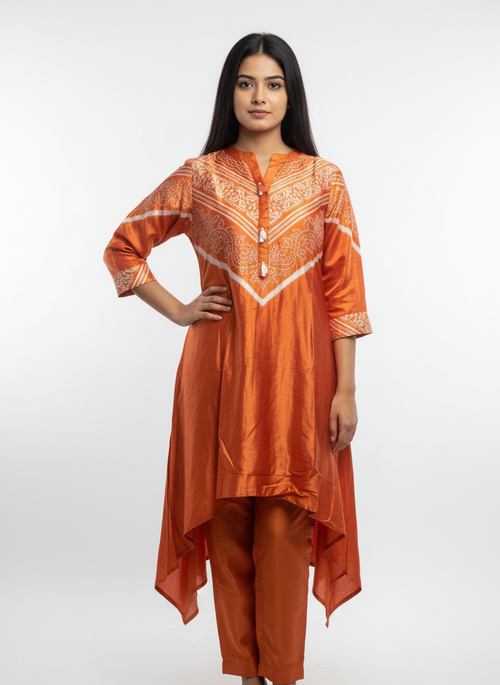 Gaji silk bandhani print cord-set.